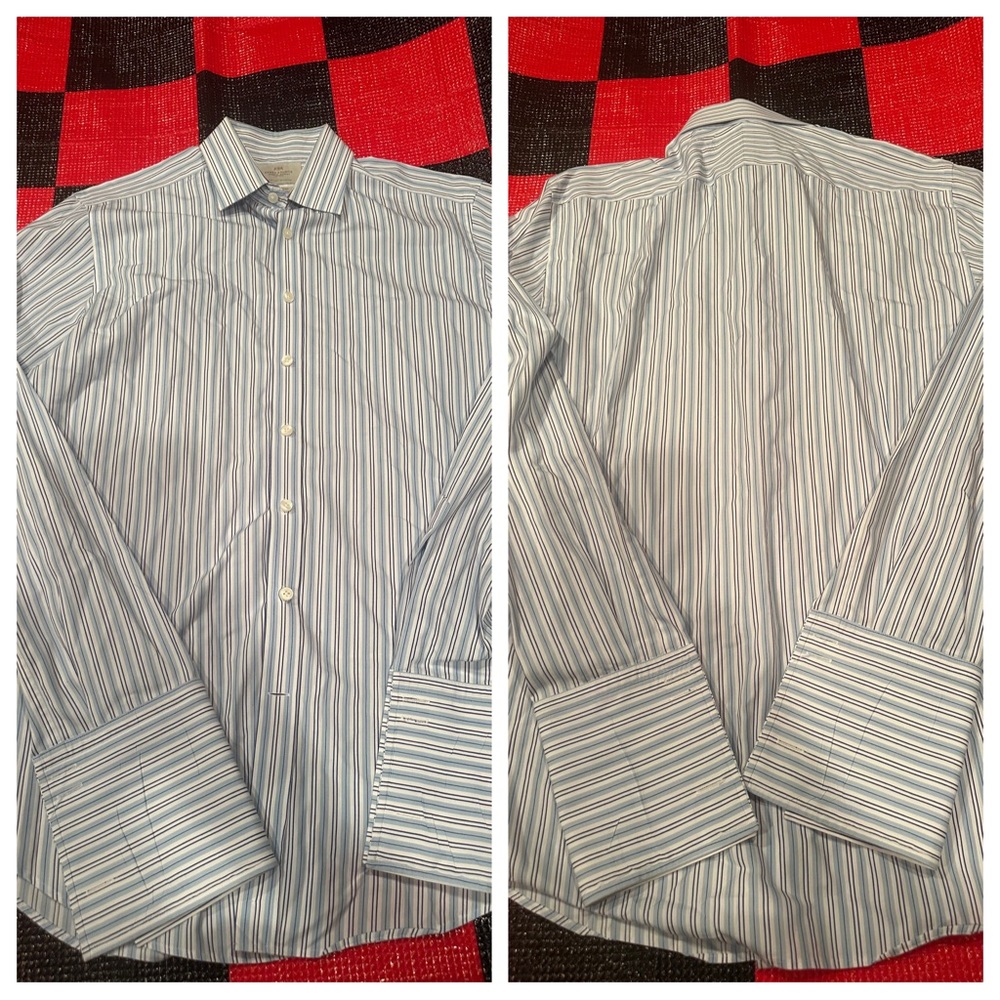 Hawes & Curtis LS shirt
Size 17 x 37
Luxury 2 Ply 100% Cotton 
Extra Slim Fit